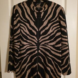 Misook Black and Gold Zebra Print Jacket With Gold Tank (2 Pc)